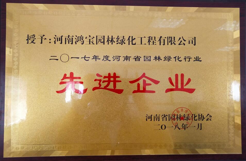 河南省园林绿化协会-2017年先进企业 河南省园林绿化协会-2017年先进企业