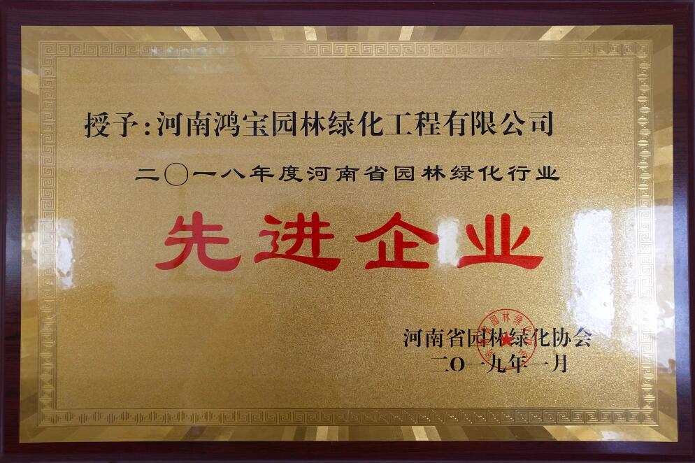 河南省园林绿化协会-2018年先进企业 河南省园林绿化协会-2018年先进企业